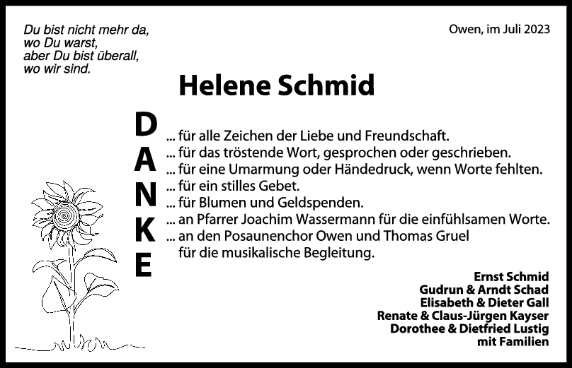 Danksagung Helene Schmid 05/08/2023