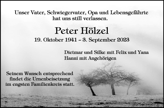 Trauer Peter Hölzel 16/09/2023
