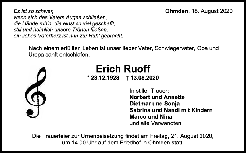 Trauer Erich Ruoff <br><p style=