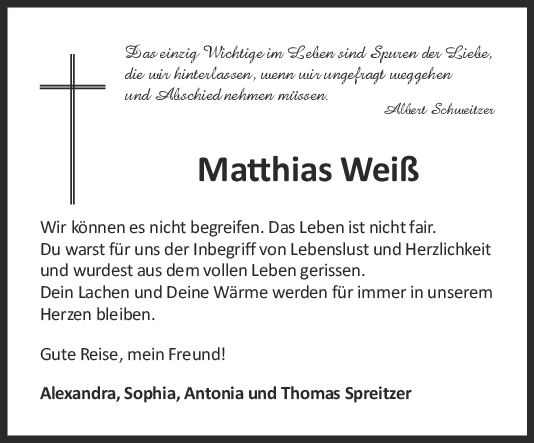 Nachruf Matthias Weiß <br><p style=
