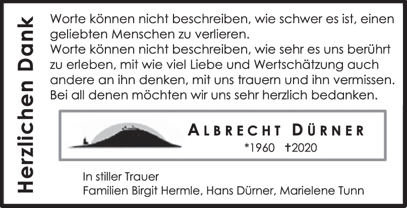 Danksagung Albrecht Dürner <br><p style=