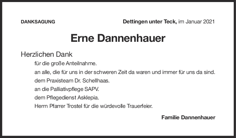 Danksagung Erne Dannenhauer <br><p style=