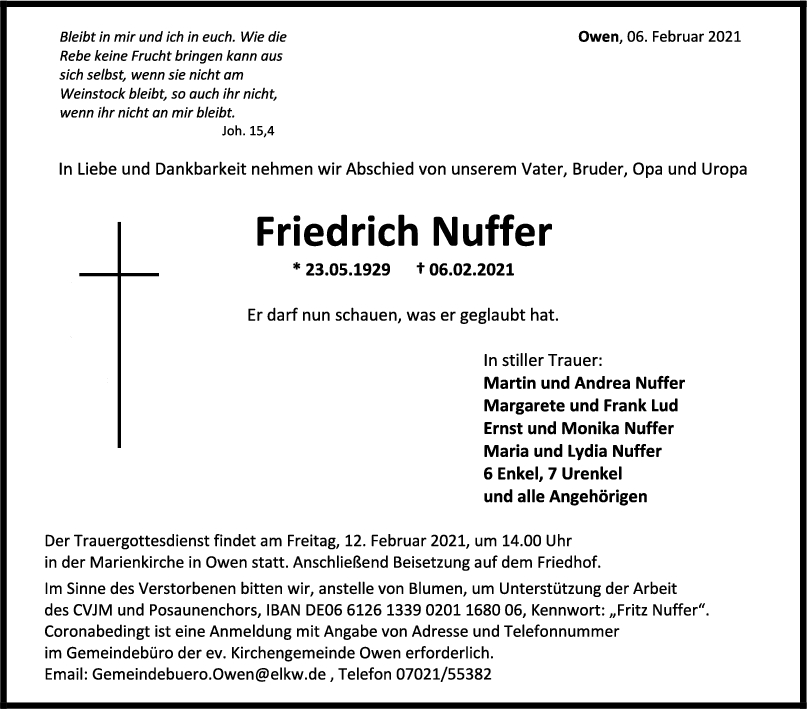 Trauer Friedrich Nuffer <br><p style=