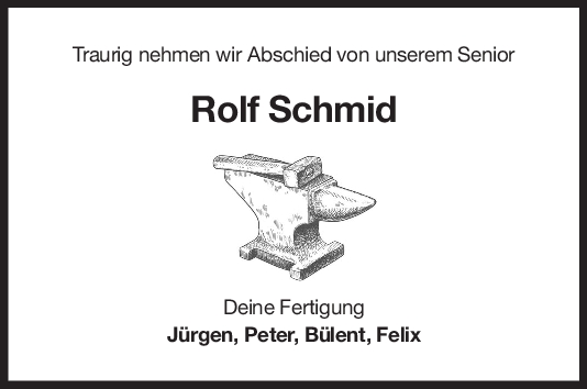 Nachruf Rolf Schmid <br><p style=