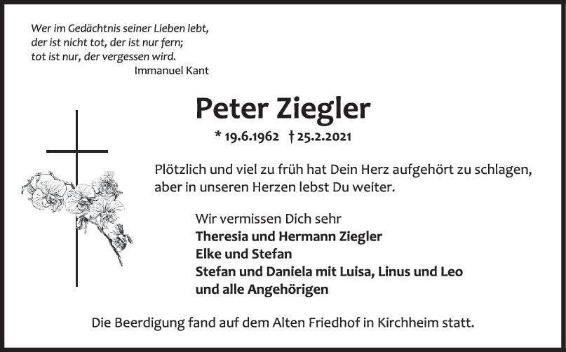 Trauer Peter Ziegler <br><p style=