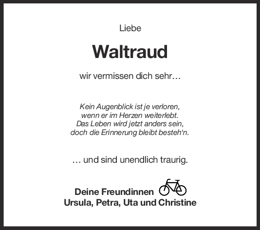 Nachruf Waltraud Lenhart <br><p style=