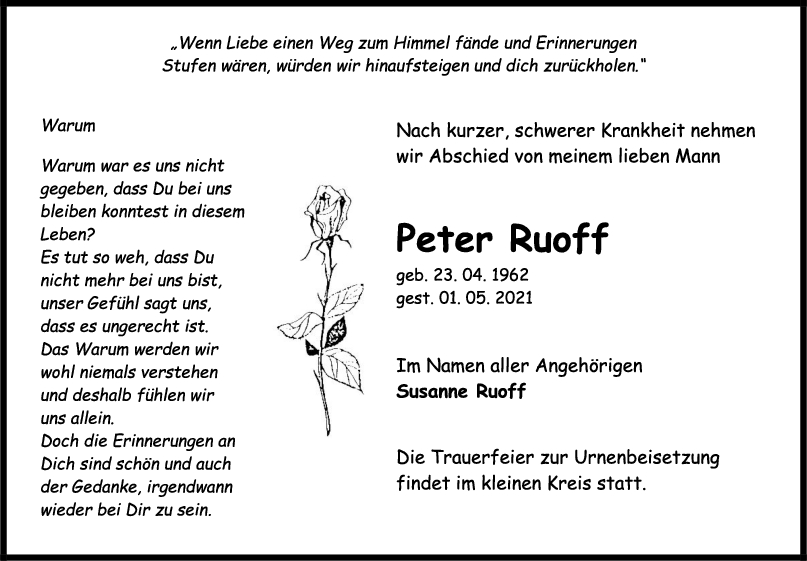 Trauer Peter Ruoff <br><p style=
