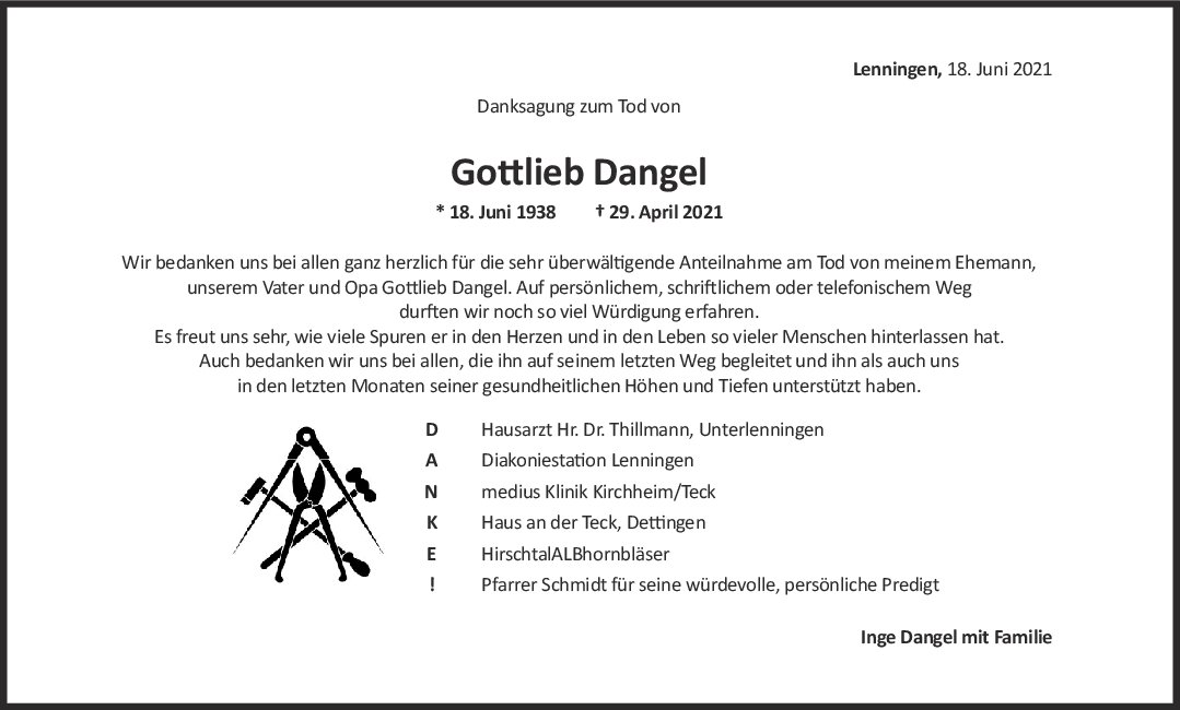 Danskagung Gottlieb Dangel <br><p style=
