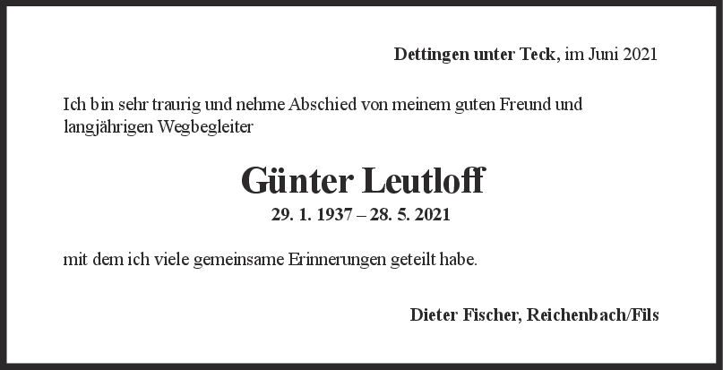 Nachruf Günter Leutloff <br><p style=