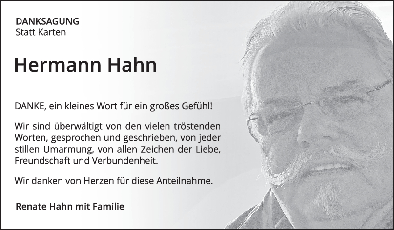 Danksagung Hermann Hahn <br><p style=
