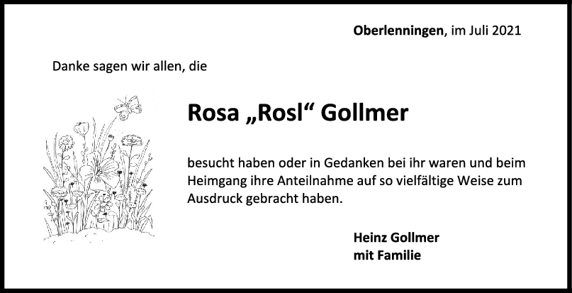 Danksagung Rosa Gollmer <br><p style=