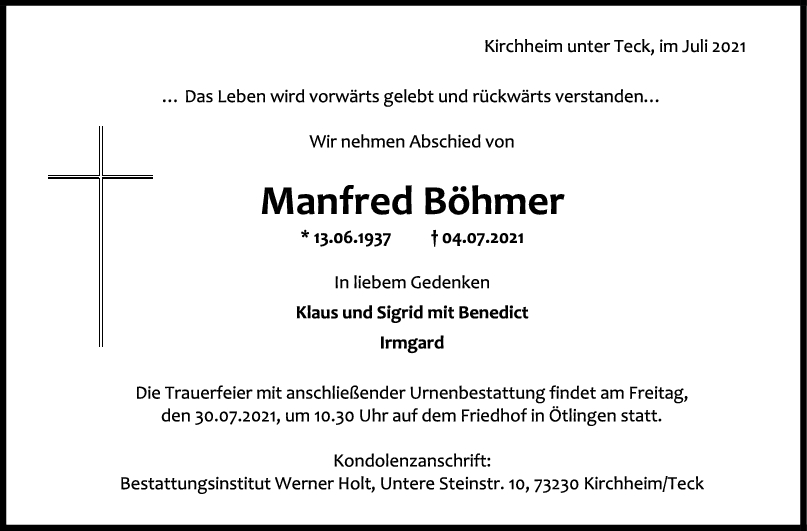 Trauer Manfred Böhmer <br><p style=