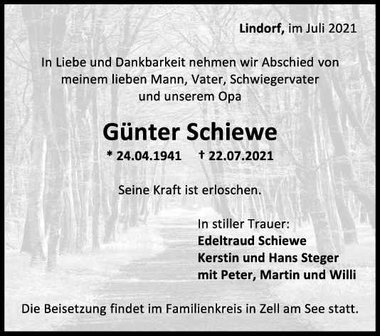 Trauer Günter Schiewe <br><p style=