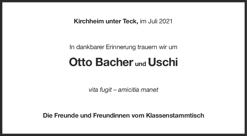 Nachruf Otto Bacher <br><p style=