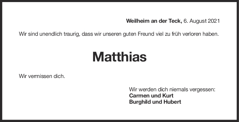 Nachruf Matthias Hein <br><p style=