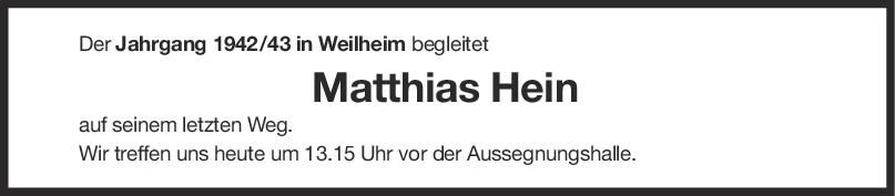 Nachruf Matthias Hein <br><p style=