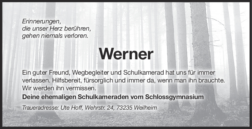 Nachruf Werner <br><p style=
