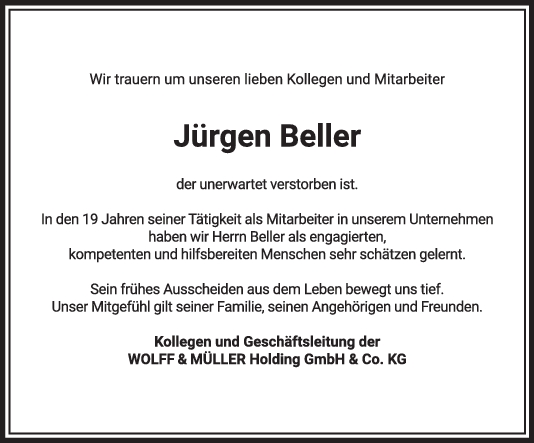 Nachruf Jürgen Beller <br><p style=