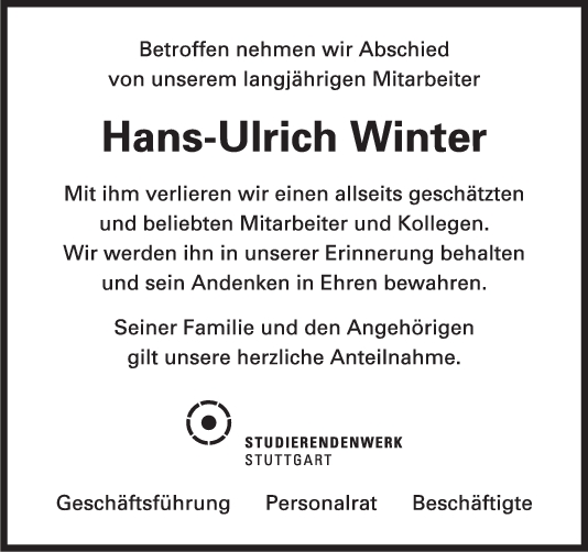 Trauer Hans-Ulrich Winter <br><p style=