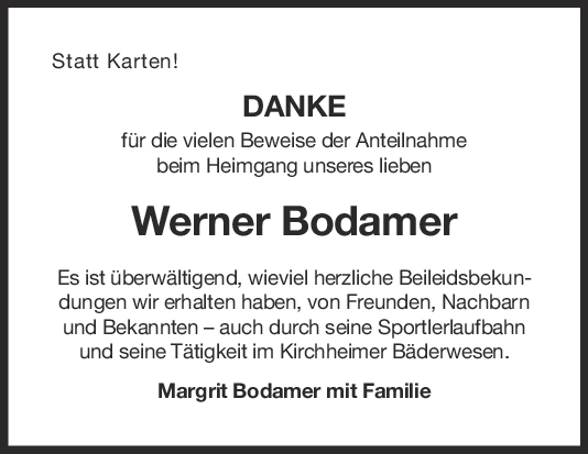 Danksagung Werner Bodamer <br><p style=