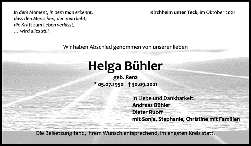 Trauer Helga Bühler <br><p style=
