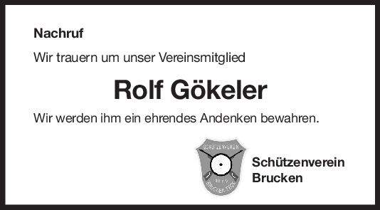 Nachruf Rolf Gökeler <br><p style=