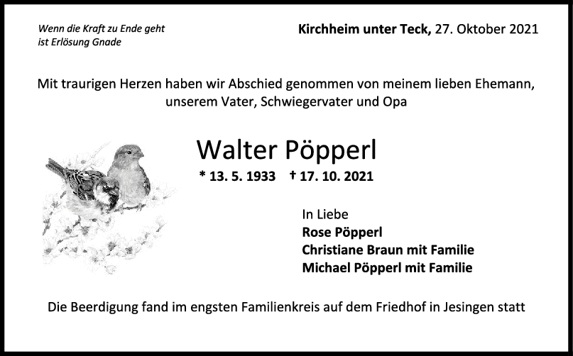 Trauer Walter Pöpperl <br><p style=
