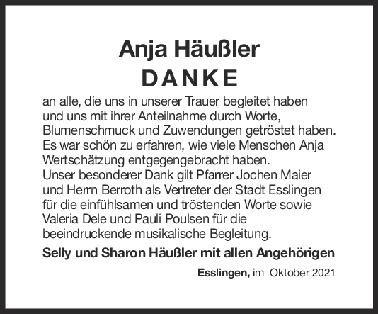 Danksagung Anja Häußler <br><p style=