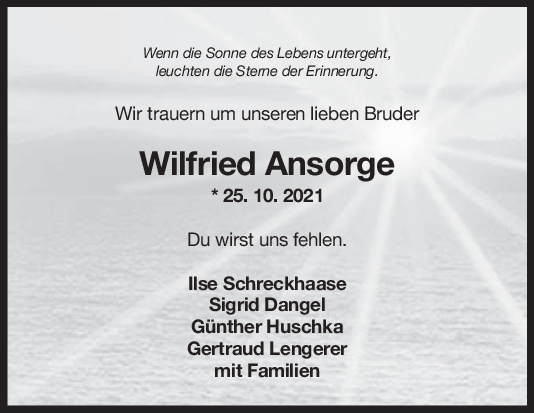 Nachruf Wilfried Ansorge <br><p style=