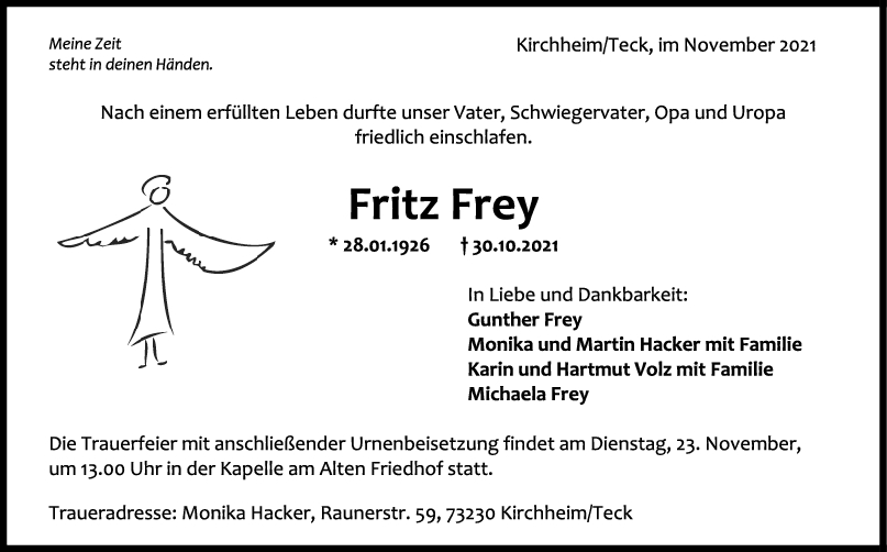 Trauer Fritz Frey <br><p style=