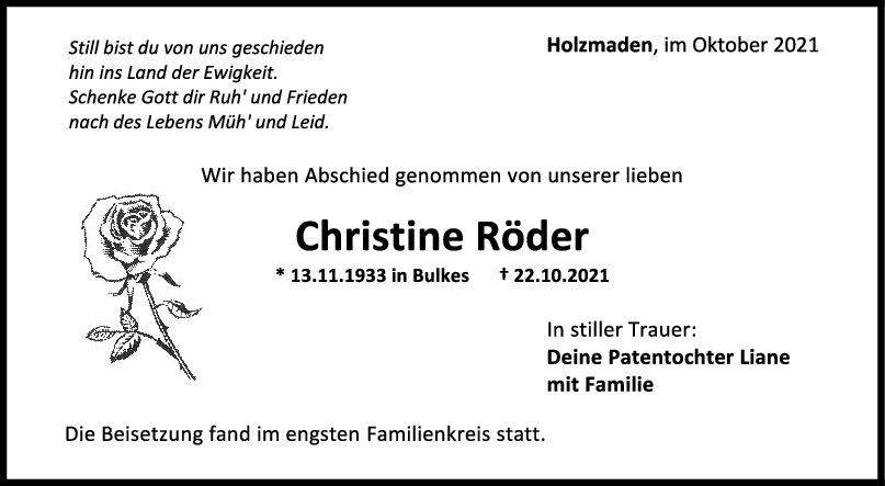 Trauer Christine Röder <br><p style=
