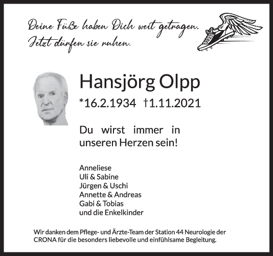 Trauer Hansjörg Olpp <br><p style=