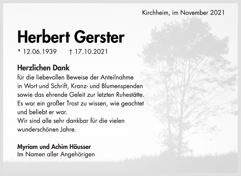 Danksagung Herbert Gerster <br><p style=