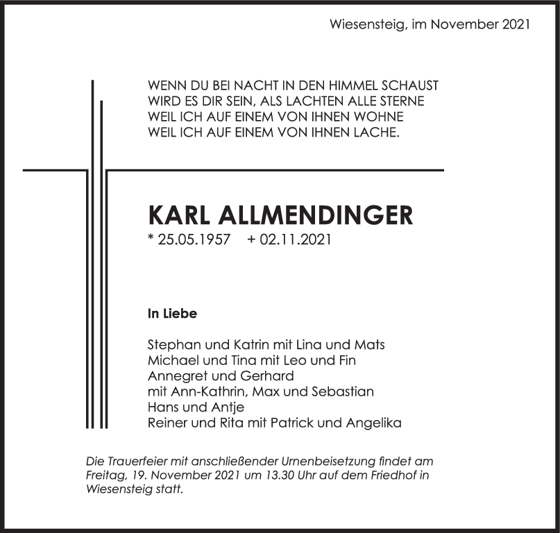 Trauer Karl Allmendinger <br><p style=