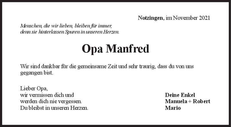Nachruf Opa (Manfred Henzler) <br><p style=