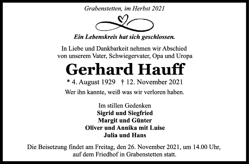 Trauer Gerhard Hauff <br><p style=