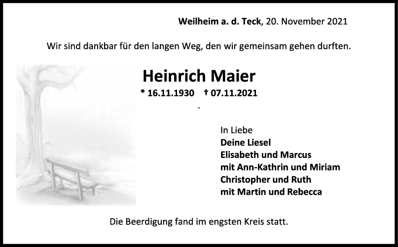 Trauer Heinrich Maier <br><p style=