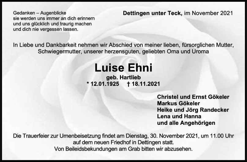 Trauer Luise Ehni <br><p style=