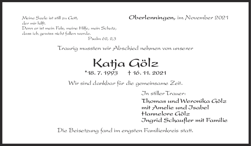 Trauer Katja Gölz <br><p style=