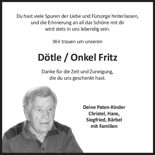 Nachruf Onkel Fritz Streng <br><p style=