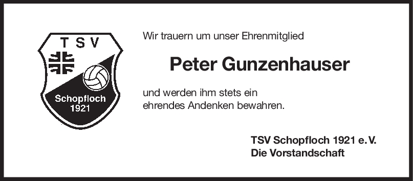 Nachruf Peter Gunzenhauser <br><p style=