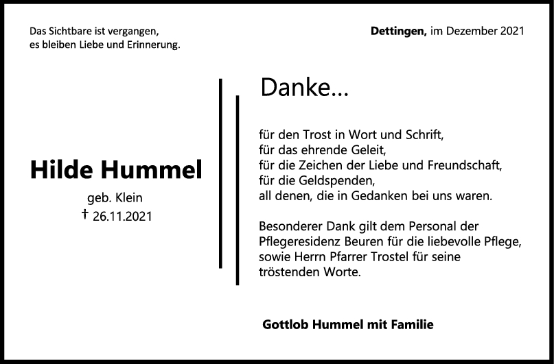 Danksagung Hilde Hummel <br><p style=