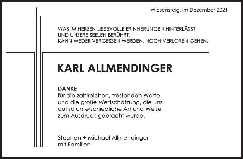 Danksagung Karl Allmendinger <br><p style=