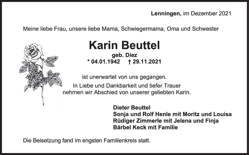 Trauer Karin Beuttel <br><p style=