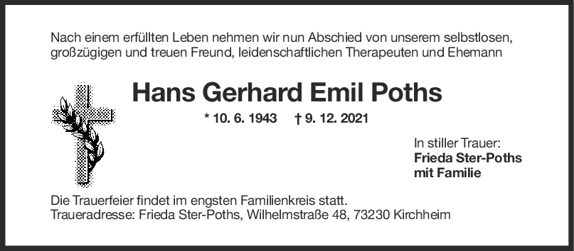 Trauer Gerhard Emil Poths <br><p style=
