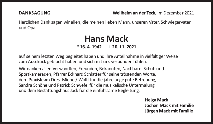 Danksagung Hans Mack <br><p style=