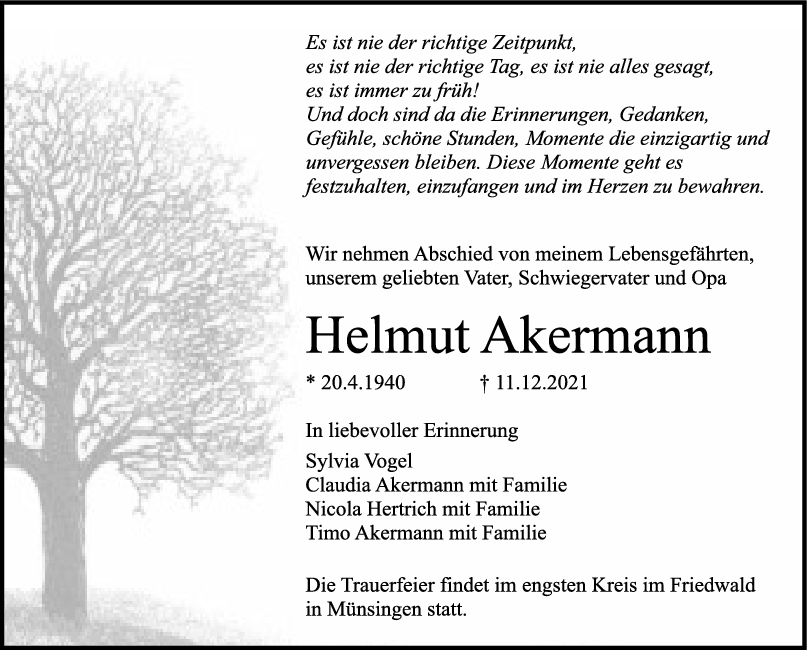 Trauer Helmut Akermann <br><p style=