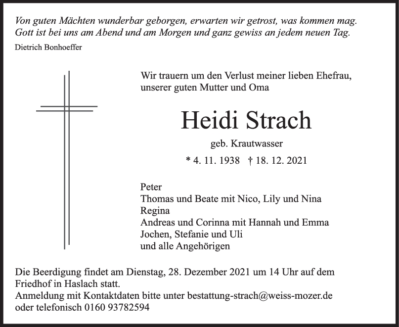 Trauer Heidi Strach <br><p style=