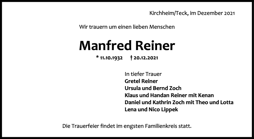 Trauer Manfred Reiner <br><p style=