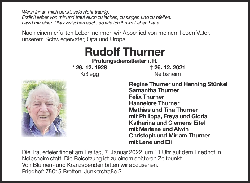 Trauer Rudolf Thurner <br><p style=